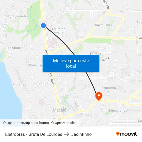 Eletrobras - Gruta De Lourdes to Jacintinho map