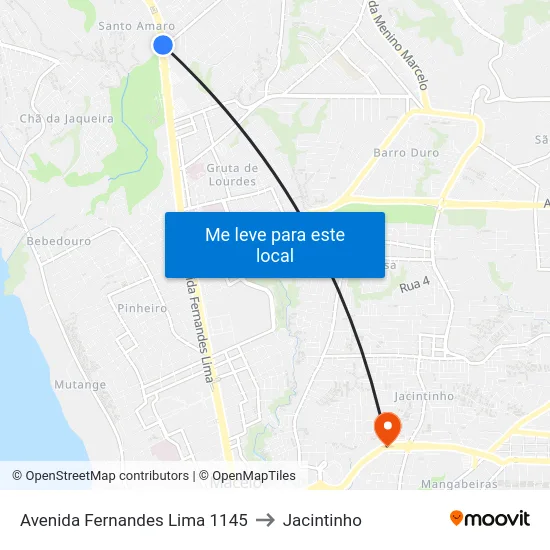 Avenida Fernandes Lima 1145 to Jacintinho map