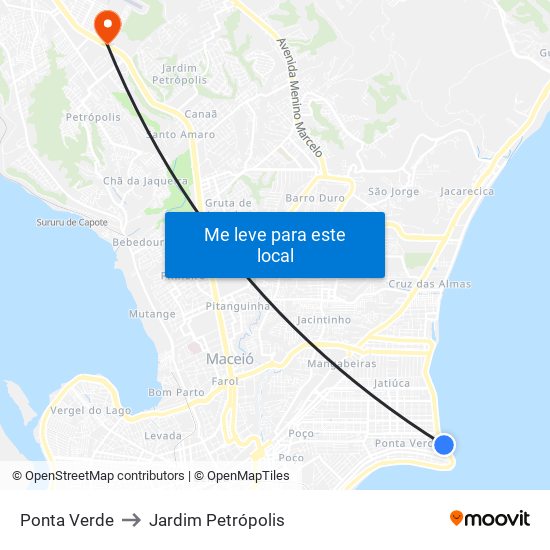 Ponta Verde to Jardim Petrópolis map