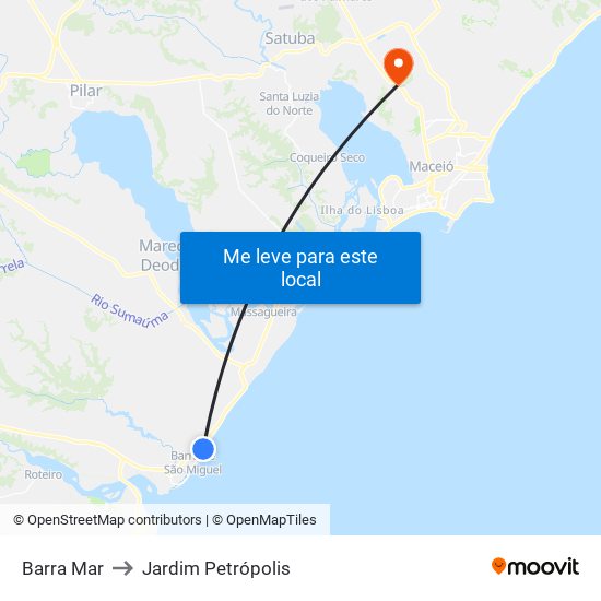 Barra Mar to Jardim Petrópolis map