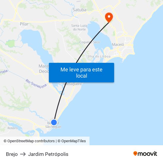 Brejo to Jardim Petrópolis map