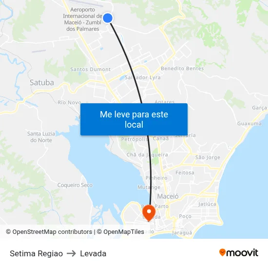 Setima Regiao to Levada map
