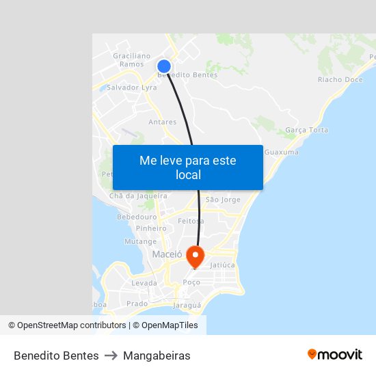 Benedito Bentes to Mangabeiras map