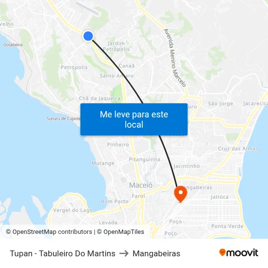 Tupan - Tabuleiro Do Martins to Mangabeiras map