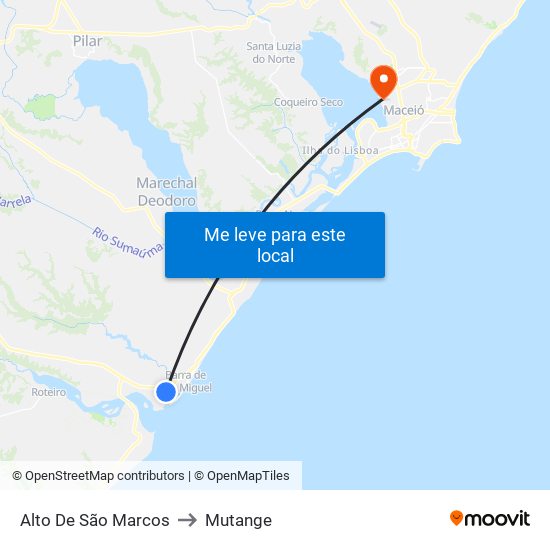 Alto De São Marcos to Mutange map