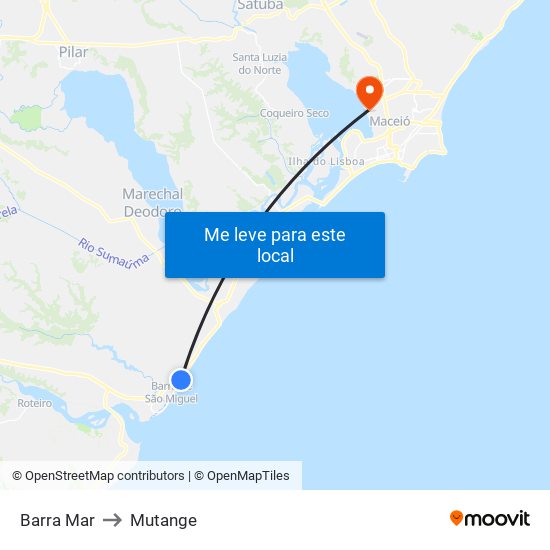 Barra Mar to Mutange map