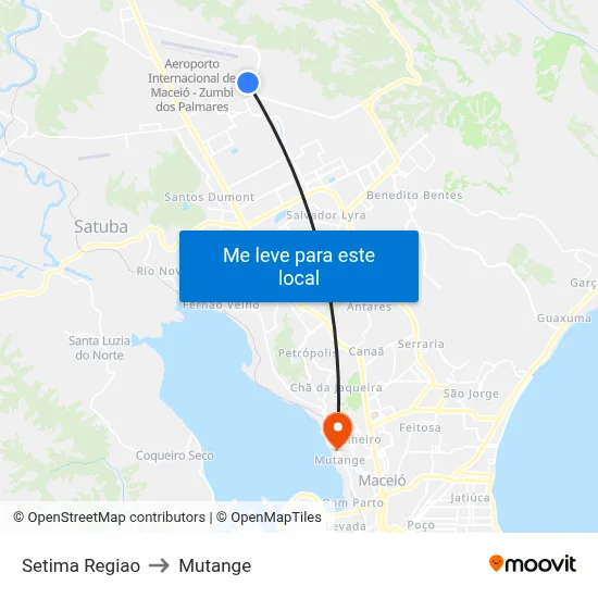 Setima Regiao to Mutange map
