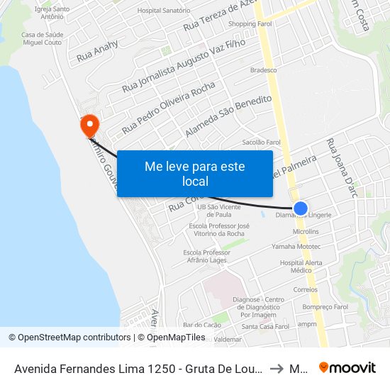 Avenida Fernandes Lima 1250 - Gruta De Lourdes Maceió - Al República Federativa Do Brasil to Mutange map