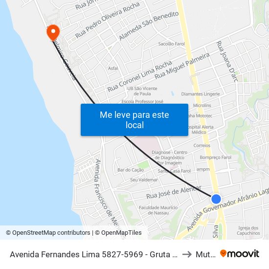Avenida Fernandes Lima 5827-5969 - Gruta De Lourdes Maceió - Al Brazil to Mutange map