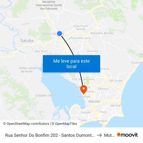 Rua Senhor Do Bonfim 202 - Santos Dumont Maceió - Al 57018-530 Brasil to Mutange map