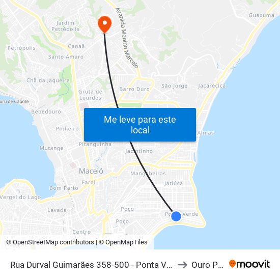 Rua Durval Guimarães 358-500 - Ponta Verde Maceió - Al 57035-060 República Federativa Do Brasil to Ouro Preto (Maceió) map