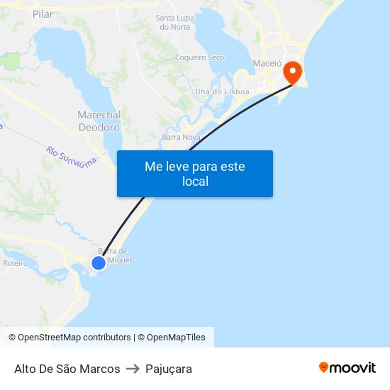 Alto De São Marcos to Pajuçara map