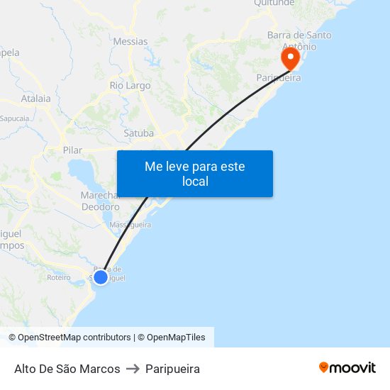 Alto De São Marcos to Paripueira map
