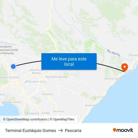 Terminal Eustáquio Gomes to Pescaria map