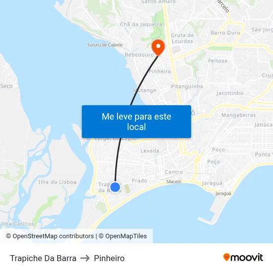 Trapiche Da Barra to Pinheiro map