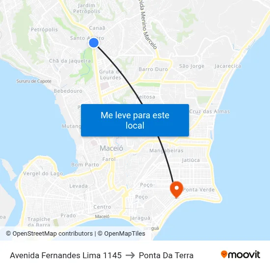 Avenida Fernandes Lima 1145 to Ponta Da Terra map