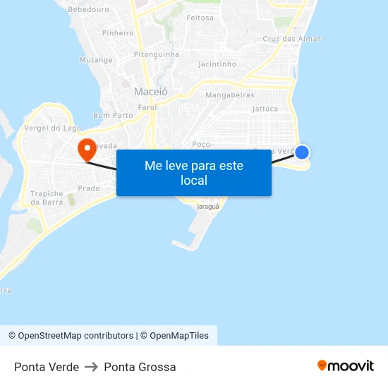 Ponta Verde to Ponta Grossa map