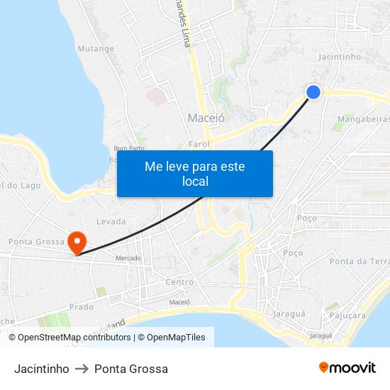 Jacintinho to Ponta Grossa map