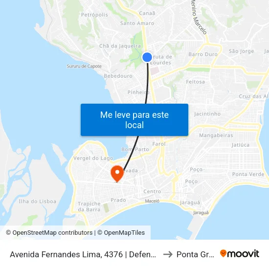 Avenida Fernandes Lima, 4376 | Defensoria Pública to Ponta Grossa map
