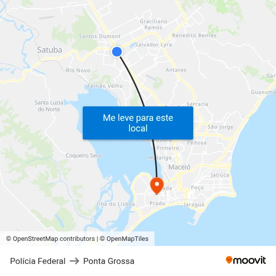 Polícia Federal to Ponta Grossa map