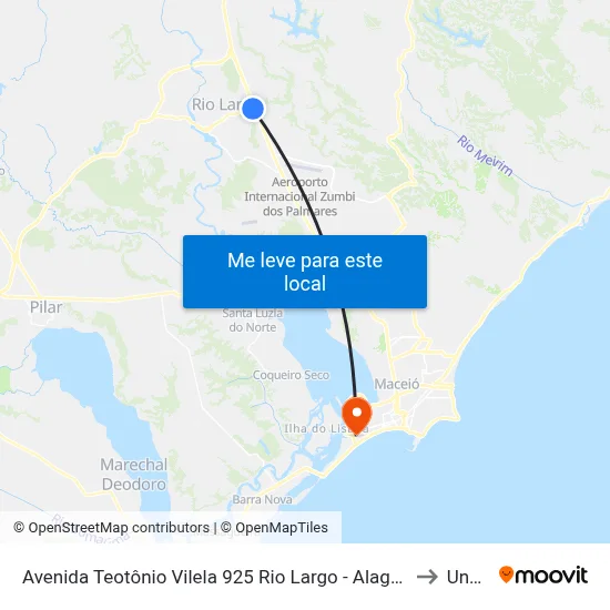Avenida Teotônio Vilela 925 Rio Largo - Alagoas 57100-000 Brasil to Uncisal map
