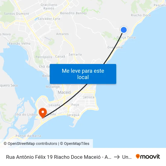 Rua Antônio Félix 19 Riacho Doce Maceió - Alagoas 57039-460 Brasil to Uncisal map