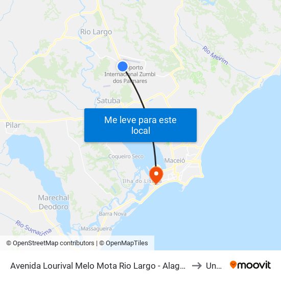 Avenida Lourival Melo Mota Rio Largo - Alagoas 57075-000 Brasil to Uncisal map