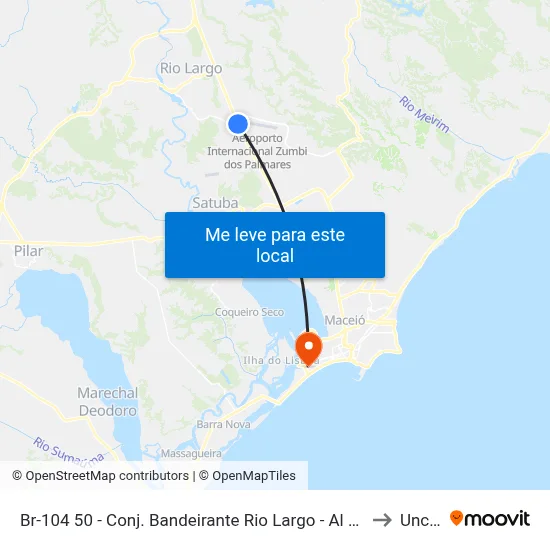 Br-104 50 - Conj. Bandeirante Rio Largo - Al 57100-000 Brasil to Uncisal map