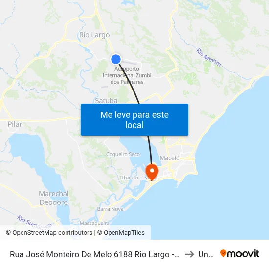 Rua José Monteiro De Melo 6188 Rio Largo - Alagoas 57100-000 Brasil to Uncisal map
