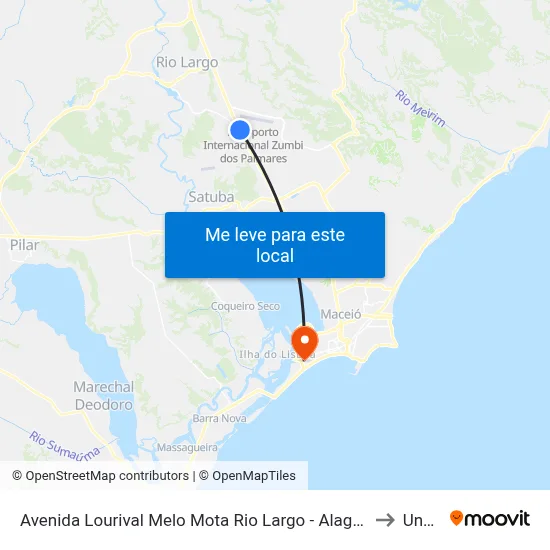 Avenida Lourival Melo Mota Rio Largo - Alagoas 57075-000 Brasil to Uncisal map