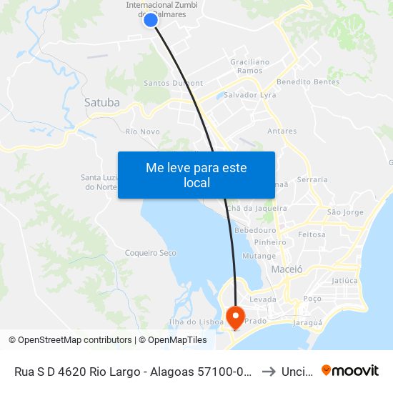 Rua S D 4620 Rio Largo - Alagoas 57100-000 Brasil to Uncisal map