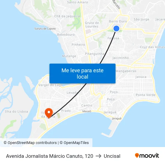 Avenida Jornalista Márcio Canuto, 120 to Uncisal map