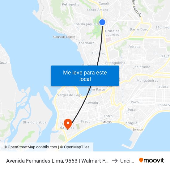 Avenida Fernandes Lima, 9563 | Walmart Farol to Uncisal map