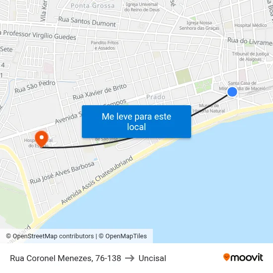 Rua Coronel Menezes, 76-138 to Uncisal map