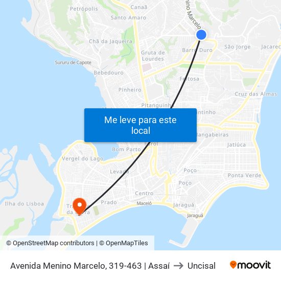 Avenida Menino Marcelo, 319-463 | Assaí to Uncisal map