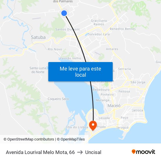 Avenida Lourival Melo Mota, 66 to Uncisal map