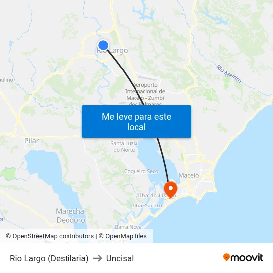 Rio Largo (Destilaria) to Uncisal map
