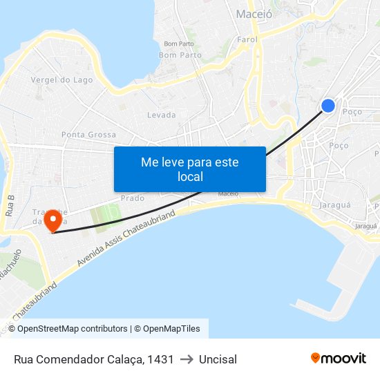 Rua Comendador Calaça, 1431 to Uncisal map