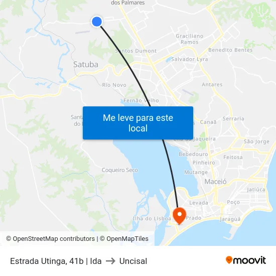 Estrada Utinga, 41b | Ida to Uncisal map