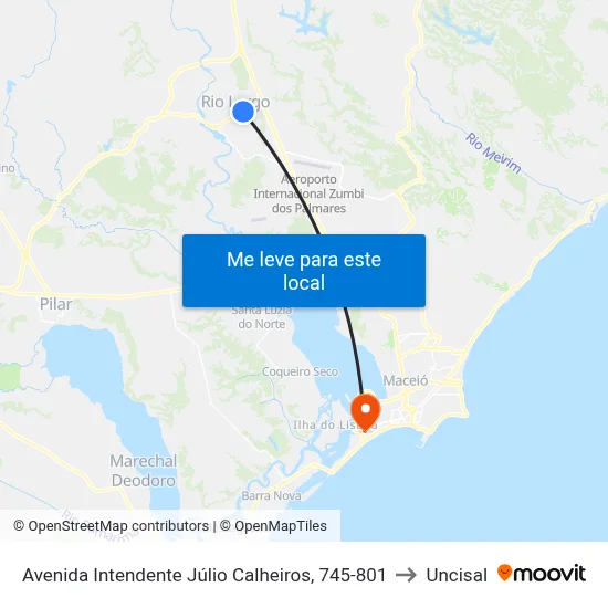 Avenida Intendente Júlio Calheiros, 745-801 to Uncisal map