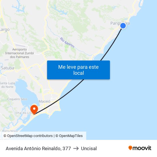 Avenida Antônio Reinaldo, 377 to Uncisal map