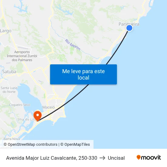 Avenida Major Luiz Cavalcante, 250-330 to Uncisal map