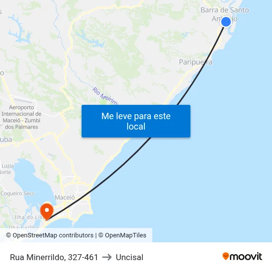 Rua Minerrildo, 327-461 to Uncisal map