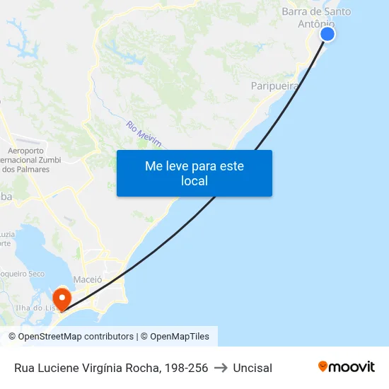 Rua Luciene Virgínia Rocha, 198-256 to Uncisal map