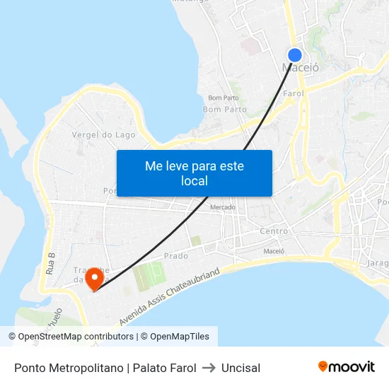 Ponto Metropolitano | Palato Farol to Uncisal map