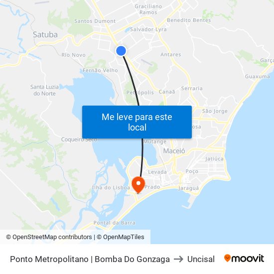 Ponto Metropolitano | Bomba Do Gonzaga to Uncisal map