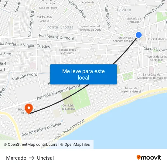 Mercado to Uncisal map