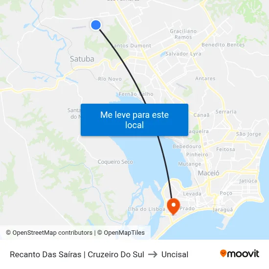 Recanto Das Saíras | Cruzeiro Do Sul to Uncisal map