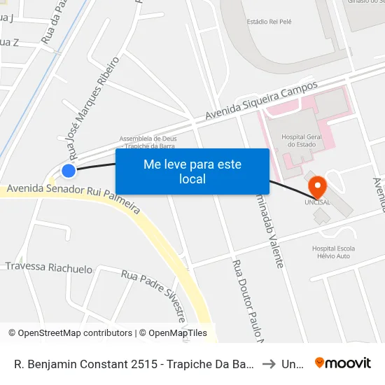 R. Benjamin Constant 2515 - Trapiche Da Barra Maceió - Al Brasil to Uncisal map