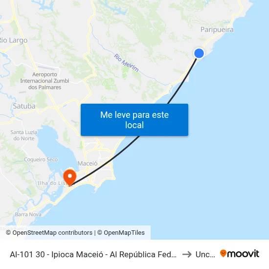 Al-101 30 - Ipioca Maceió - Al República Federativa Do Brasil to Uncisal map